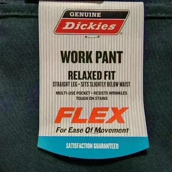 Dickies Mens Work Pants Relaxed Fit Straight Leg Flat Front Flex Pant Dark Navy - Picture 2 of 11